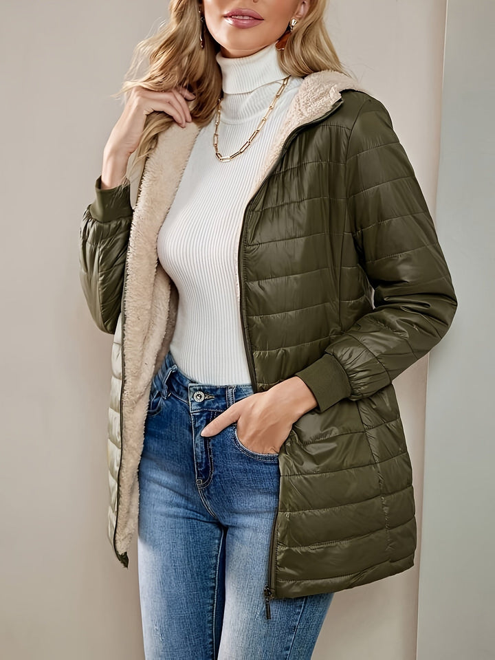 Long Waterproof Quilted Coat with Soft Faux Fur Lining
