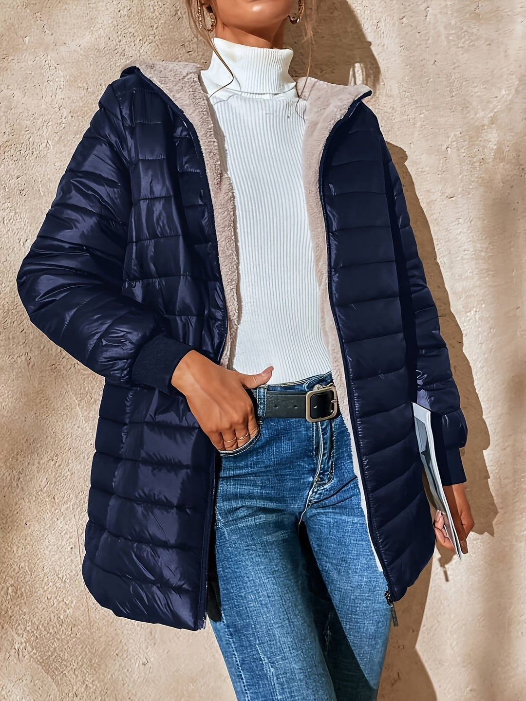 Long Waterproof Quilted Coat with Soft Faux Fur Lining - Marl &amp; Mere