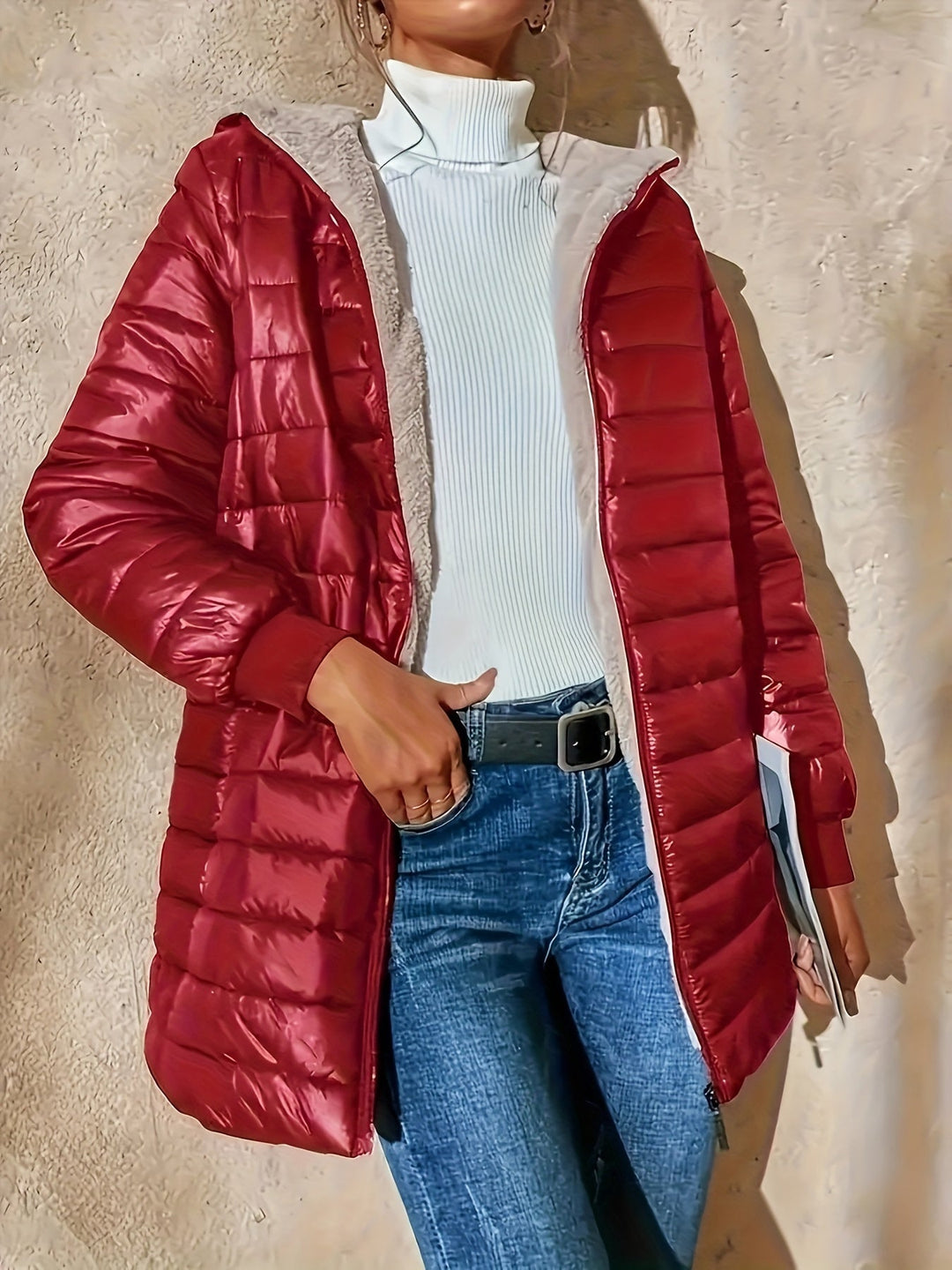 Long Waterproof Quilted Coat with Soft Faux Fur Lining - Marl &amp; Mere