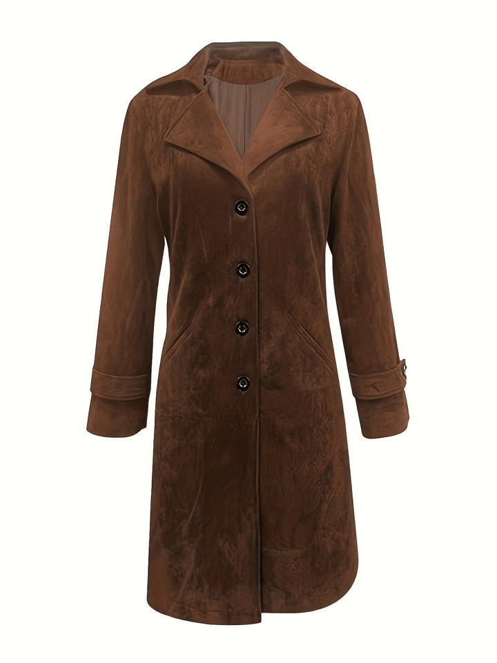Longline Single-Breasted Coat with Notch Lapels - Marl &amp; Mere