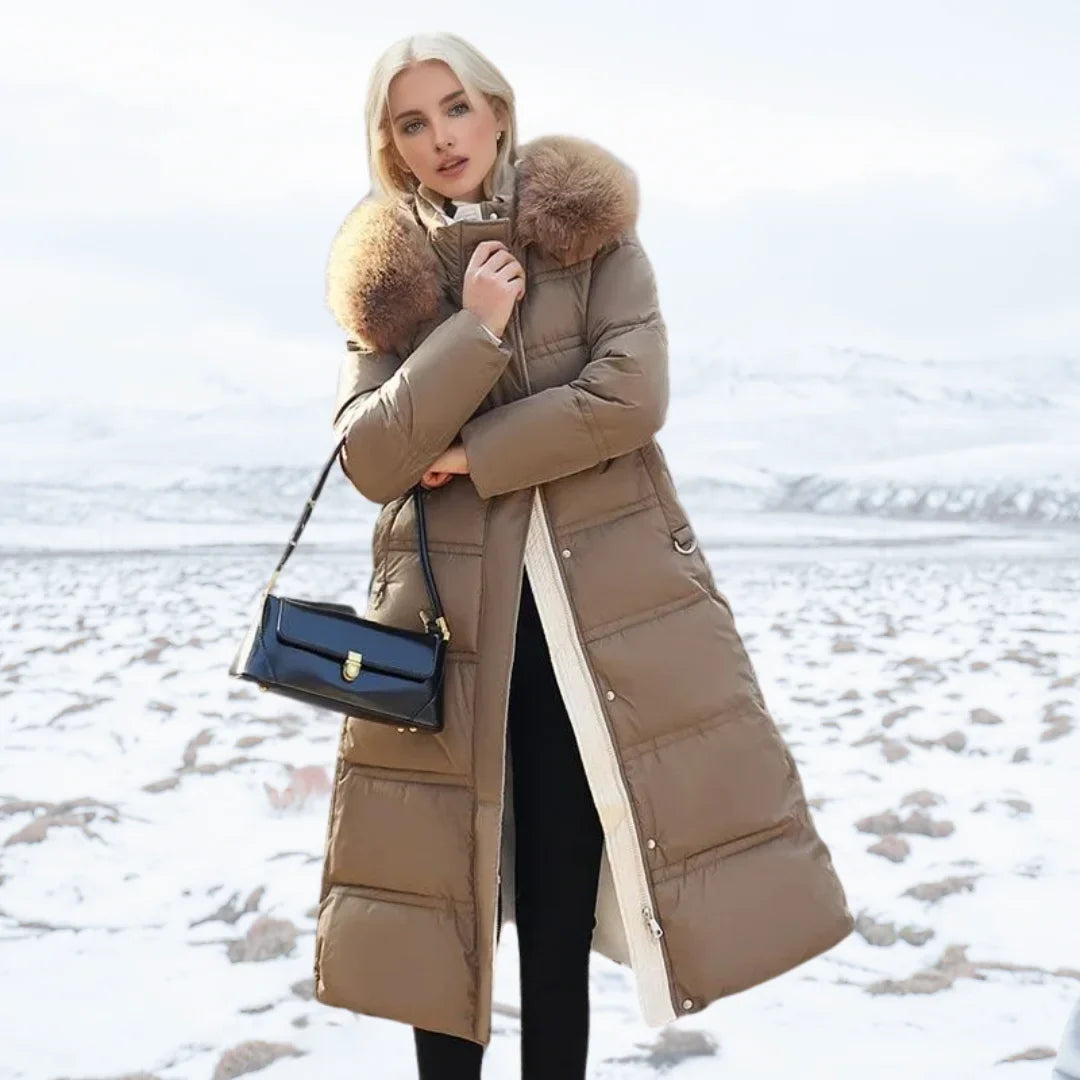 Loose-Fit Winter Parka with Fur-Trimmed Hood and Water-Repellent Finish