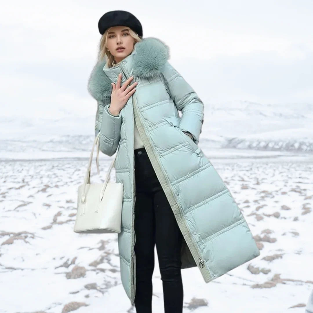 Loose-Fit Winter Parka with Fur-Trimmed Hood and Water-Repellent Finish