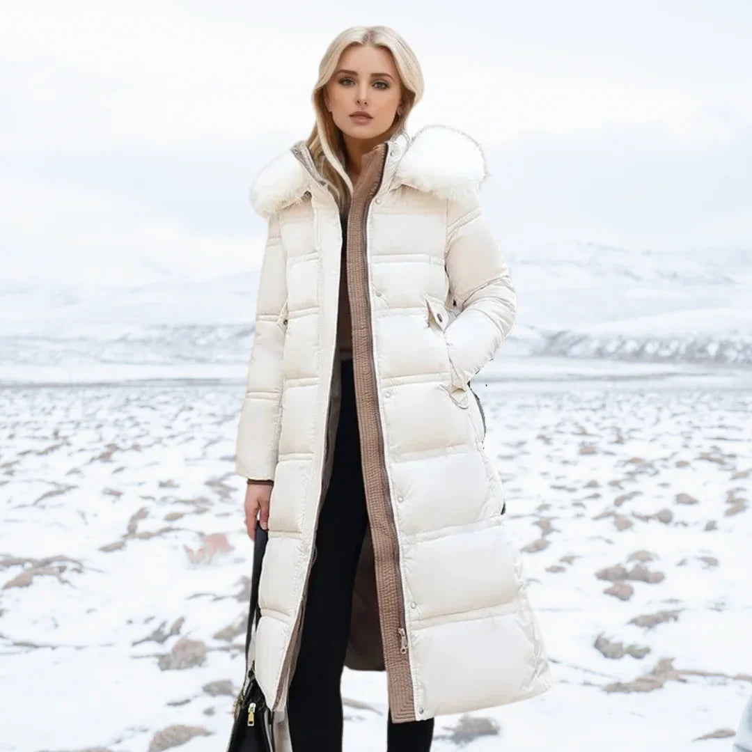 Loose-Fit Winter Parka with Fur-Trimmed Hood and Water-Repellent Finish
