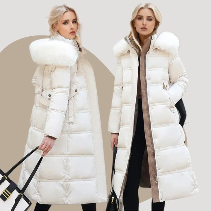 Loose-Fit Winter Parka with Fur-Trimmed Hood and Water-Repellent Finish