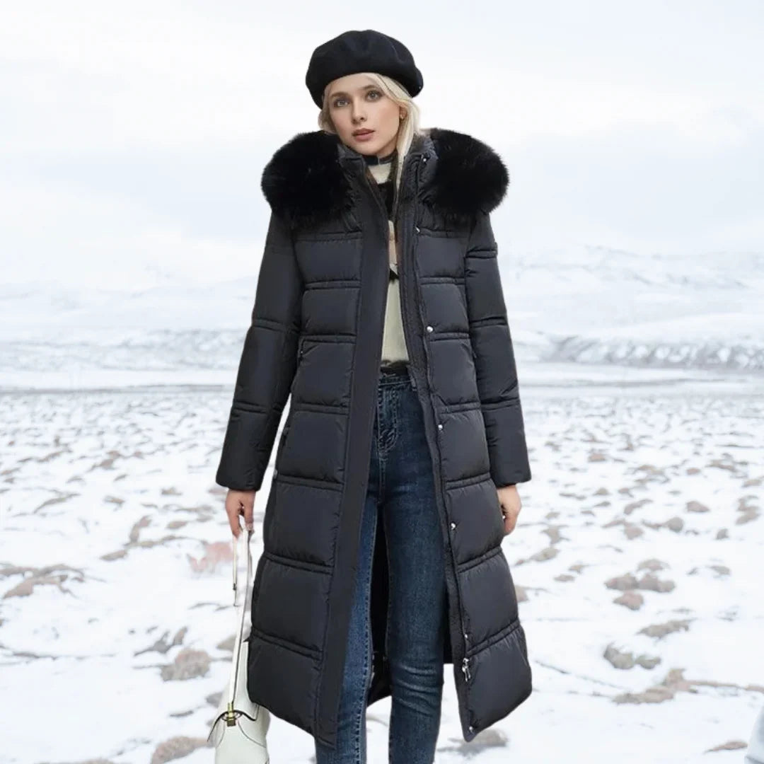 Loose-Fit Winter Parka with Fur-Trimmed Hood and Water-Repellent Finish