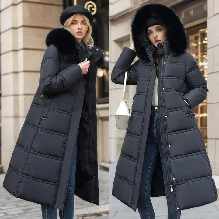 Loose-Fit Winter Parka with Fur-Trimmed Hood and Water-Repellent Finish