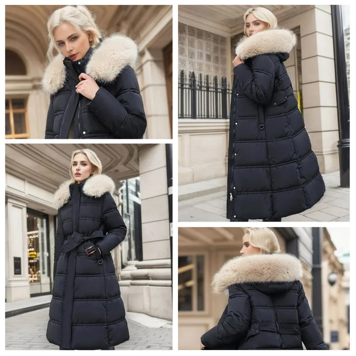 Loose-Fit Winter Parka with Fur-Trimmed Hood and Water-Repellent Finish