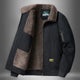 Men's Sherpa-Lined Aviator Jacket with Wide Collar and Sleeve Pocket