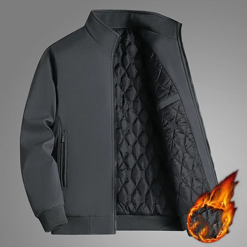 Men's Waterproof Bomber Jacket with Quilted Lining and Zip Pockets
