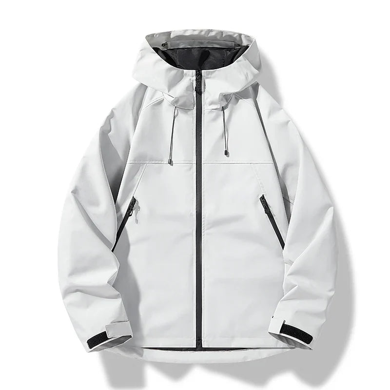 Men's All-Weather Hooded Shell Jacket with Zip Pockets - Marl & Mere