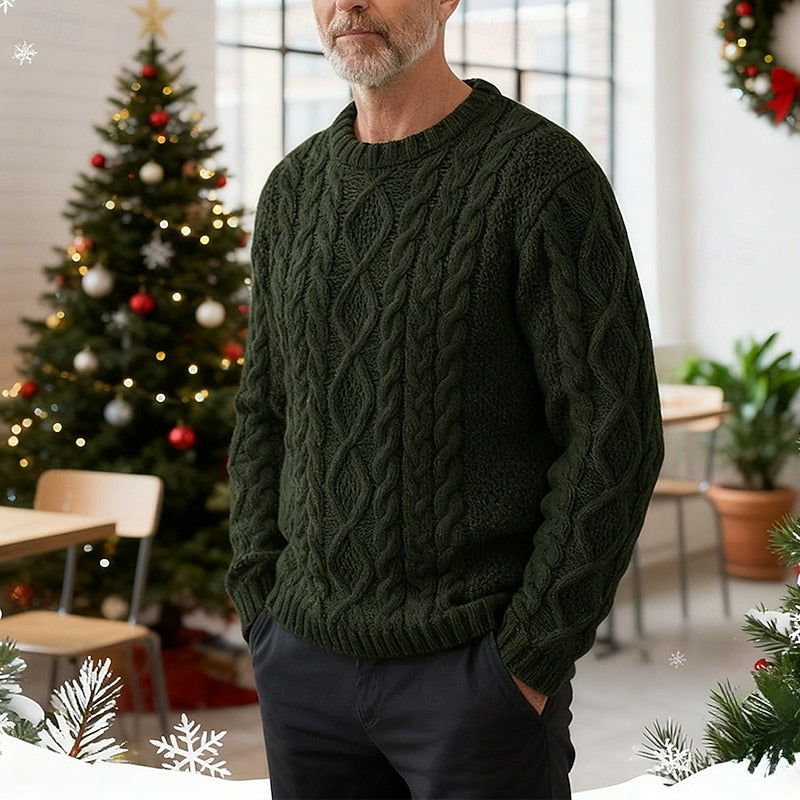 Men's Cable Knit Crew Neck Jumper