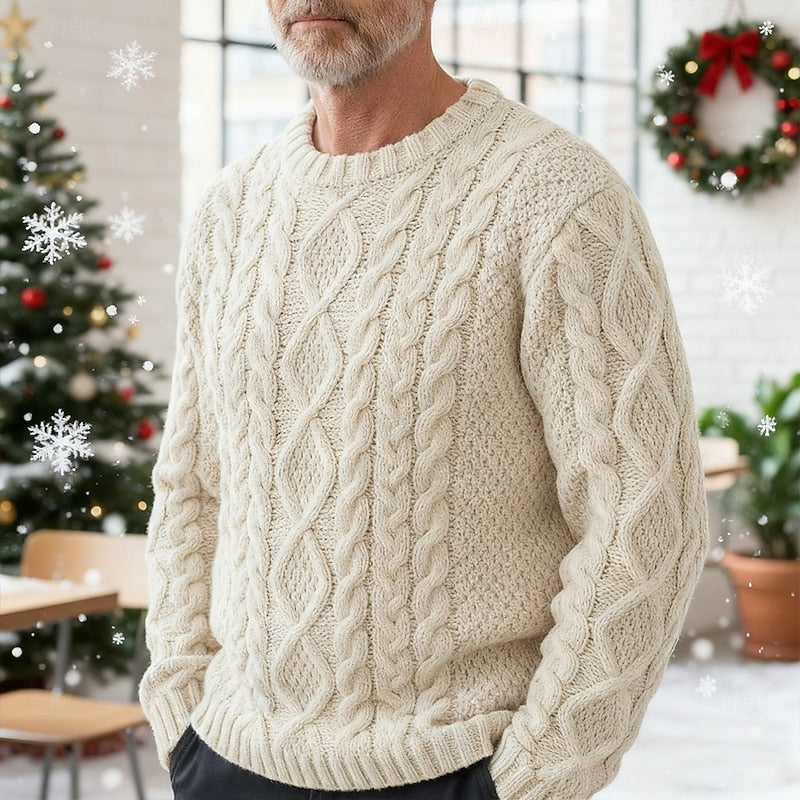 Men's Cable Knit Crew Neck Jumper - Marl & Mere