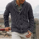 Men's Cable Knit Shawl Collar Cardigan with Button Front