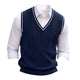 Men's Cable Knit V-Neck Sweater Vest with Contrast Trim