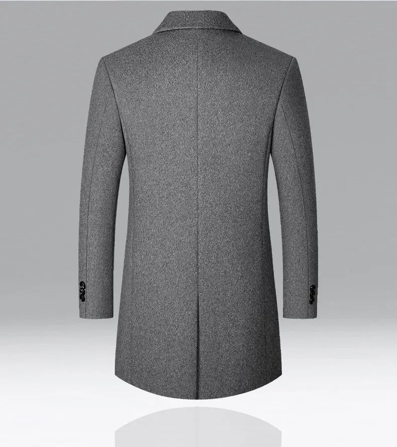 Men's Classic Wool Coat with Quilted Lining and Notch Lapels