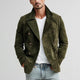 Men's Double-Breasted Suede Jacket with Wide Notch Lapels