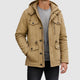 Men's Fleece-Lined Hooded Utility Jacket with Cargo Pockets