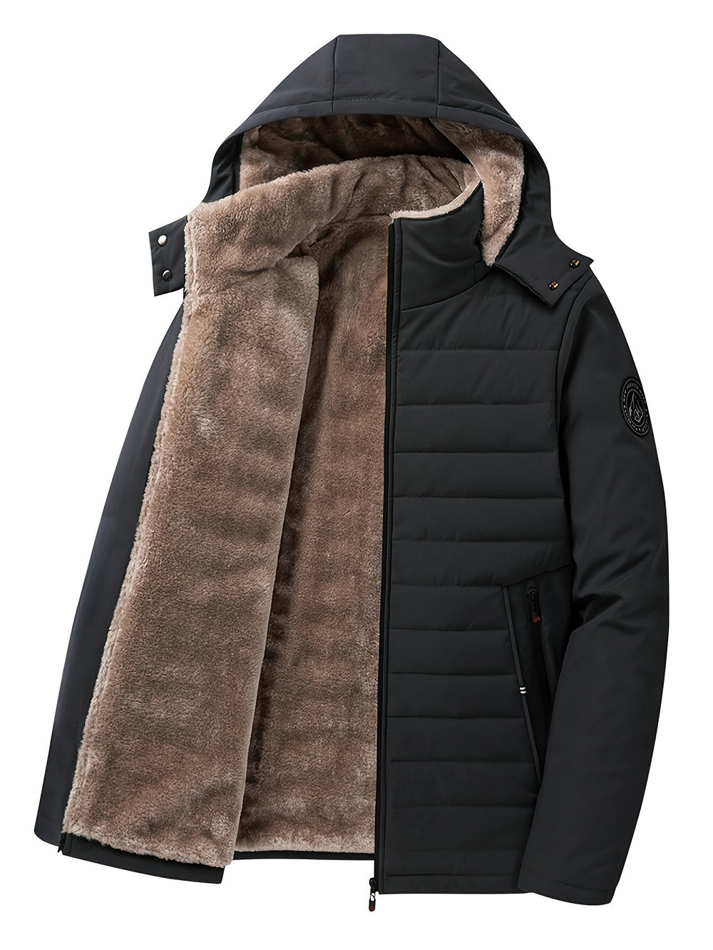 Men's Hooded Insulated Coat with Plush Lining and Quilted Front - Marl & Mere