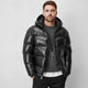 Men's Hooded Puffer Jacket with Cotton Padding and Stand Collar