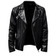 Men's Leather Moto Jacket with Asymmetric Zip and Snap-Tab Lapels
