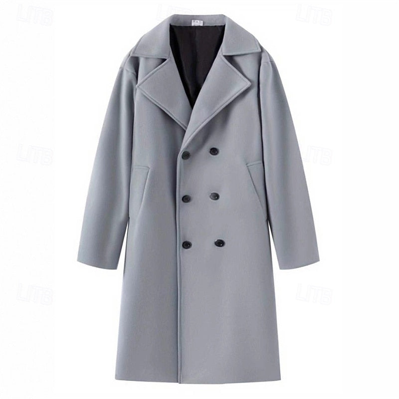 Men's Long Tailored Overcoat with Notch Lapels - Marl & Mere