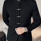 Men's Mandarin Stand-Collar Jacket with Frog Button Closures