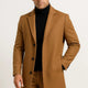 Men's Mid-Length Overcoat with Notch Lapels and Single-Button Front
