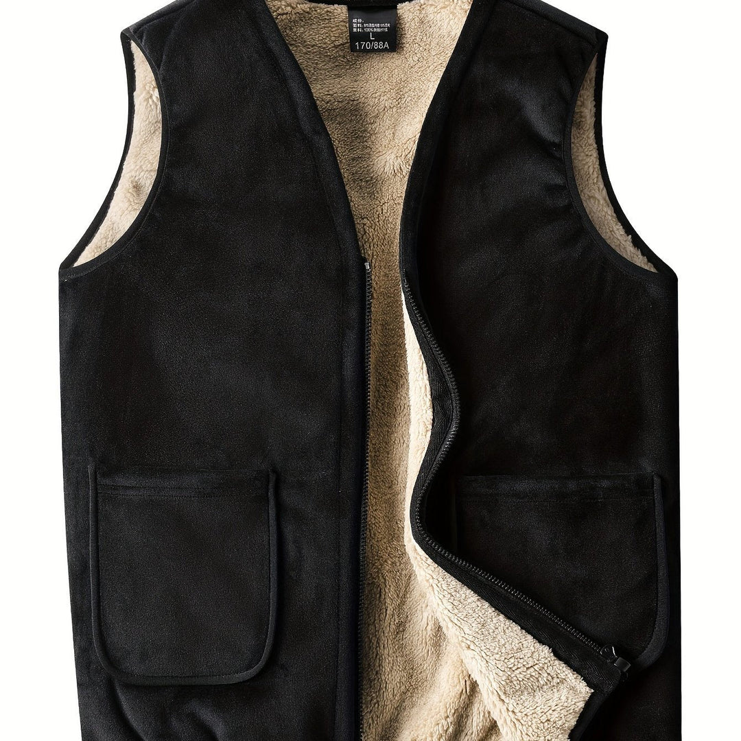 Men's Plush-Lined Sleeveless Gilet with Patch Pockets - Marl & Mere
