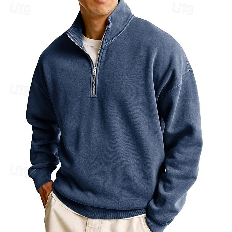 Men's Quarter-Zip Stand-Collar Sweatshirt