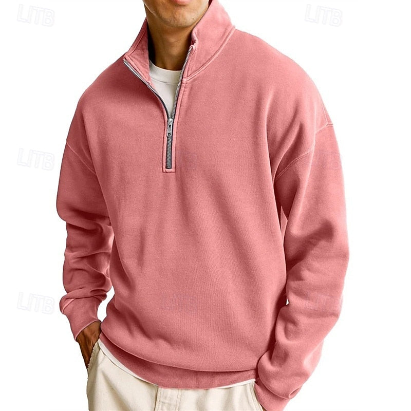 Men's Quarter-Zip Stand-Collar Sweatshirt