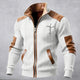 Men's Ribbed Knit Stand-Collar Zip Jacket with Contrast Trim