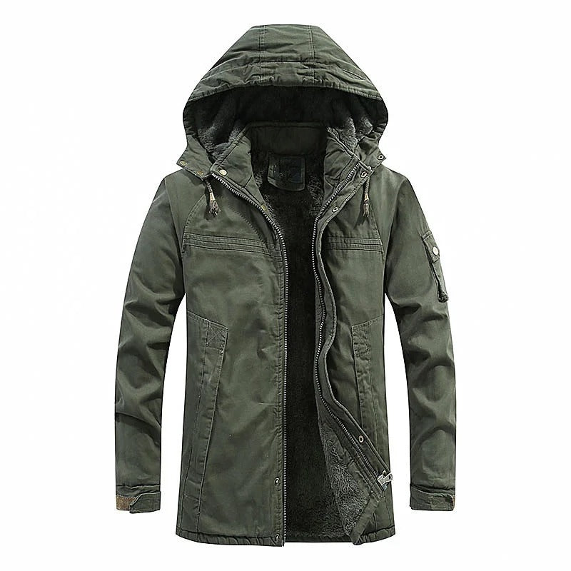 Men's Sherpa-Lined Hooded Field Jacket with Sleeve Pocket