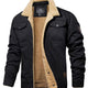 Men's Sherpa-Lined Jacket with Snap Button Front and Four Pockets