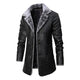 Men's Sherpa-Lined Winter Jacket with Fur Collar and Button Front
