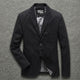 Men's Slim-Fit Lapel Blazer with Two-Button Front and Flap Pockets