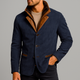 Men's Suede Three-Button Blazer with Leather-Trimmed Collar