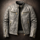 Men's Vintage Leather Moto Jacket with Twin Chest Zip Pockets
