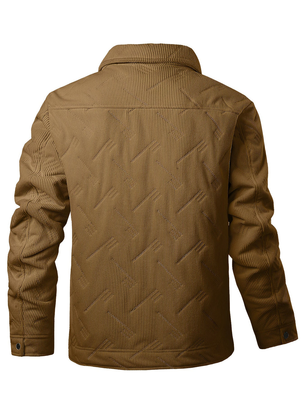 Men's Warm-Lined Trucker Jacket with Lapel Collar and Snap Front