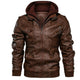 Men's Wind-Resistant Jacket with Removable Hood and Stand Collar