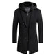 Men's Wool-Blend Coat with Detachable Hood and Zip-and-Button Front