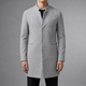 Men's Wool-Blend Stand Collar Topcoat with Single-Breasted Front