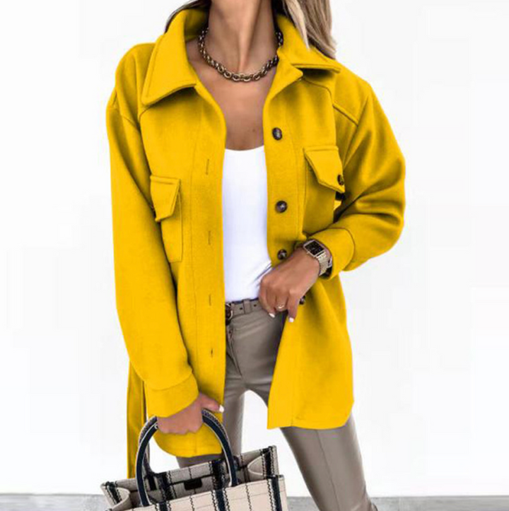 Oversized Wool-Look Shirt Jacket with Patch Pockets