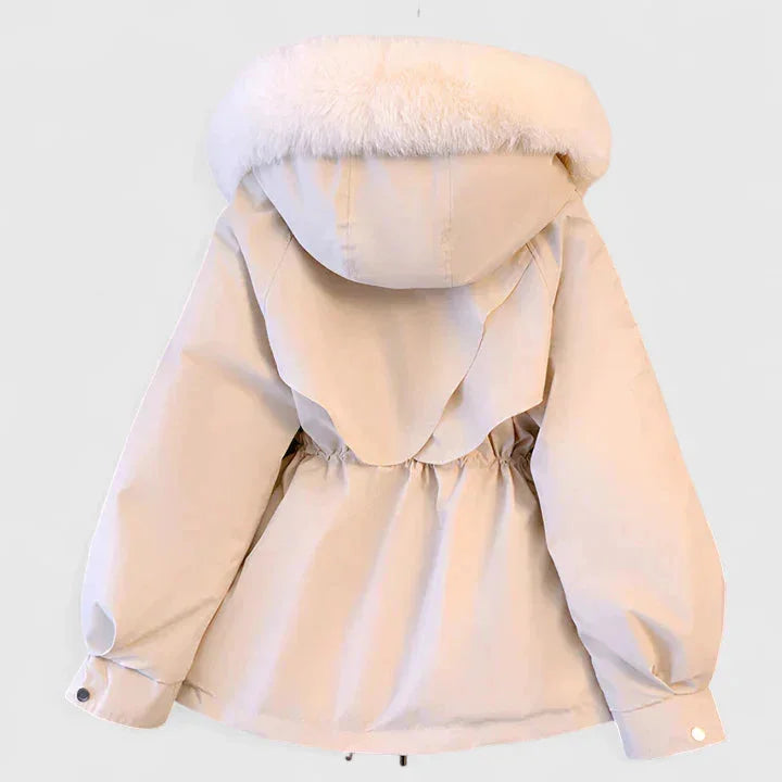 Padded Zip-Up Parka with Faux Fur Hood and Trim
