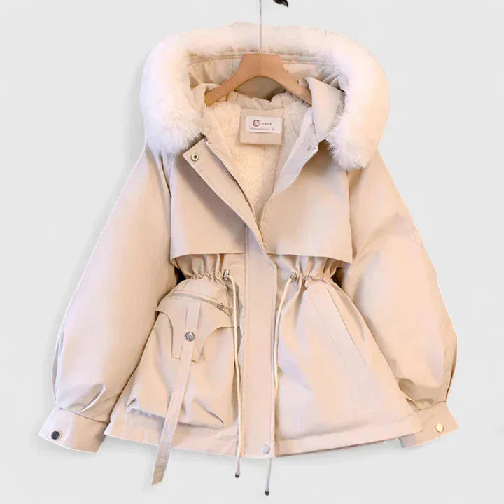 Padded Zip-Up Parka with Faux Fur Hood and Trim - Marl & Mere