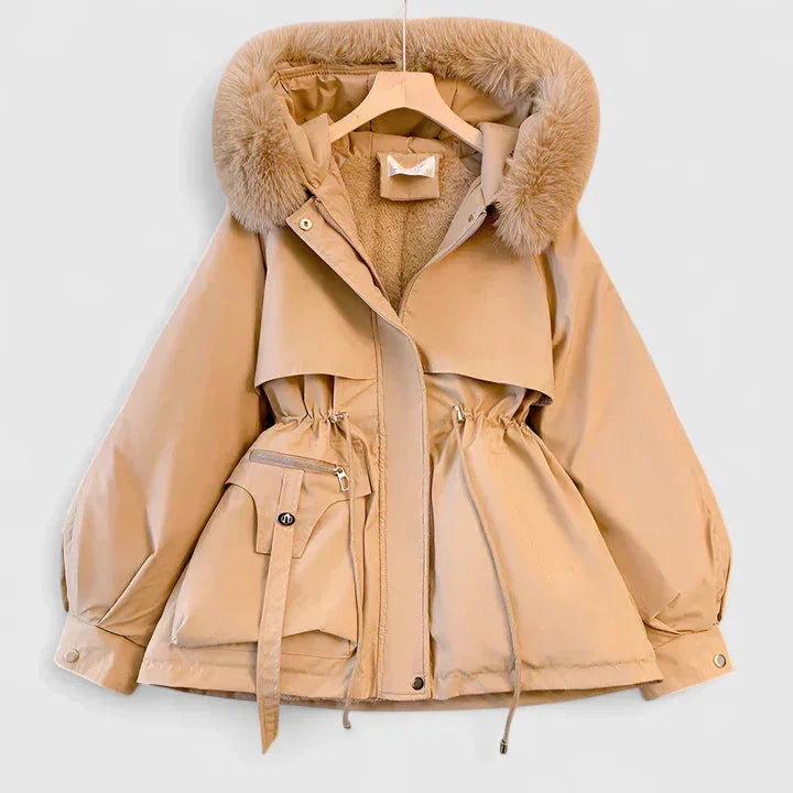 Padded Zip-Up Parka with Faux Fur Hood and Trim - Marl &amp; Mere