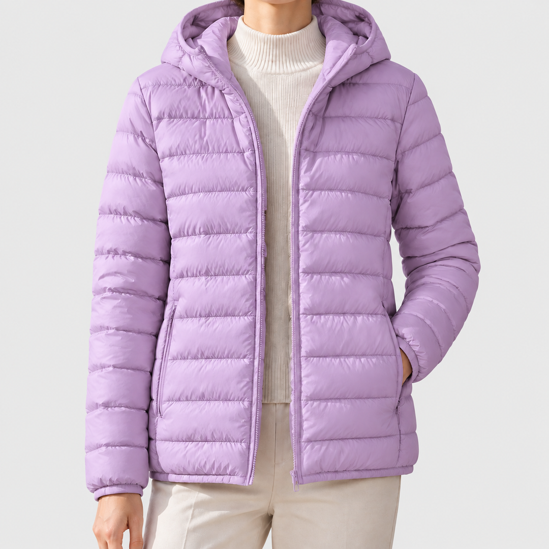 Quilted Hooded Puffer Jacket with Full Zip and Zipped Pockets