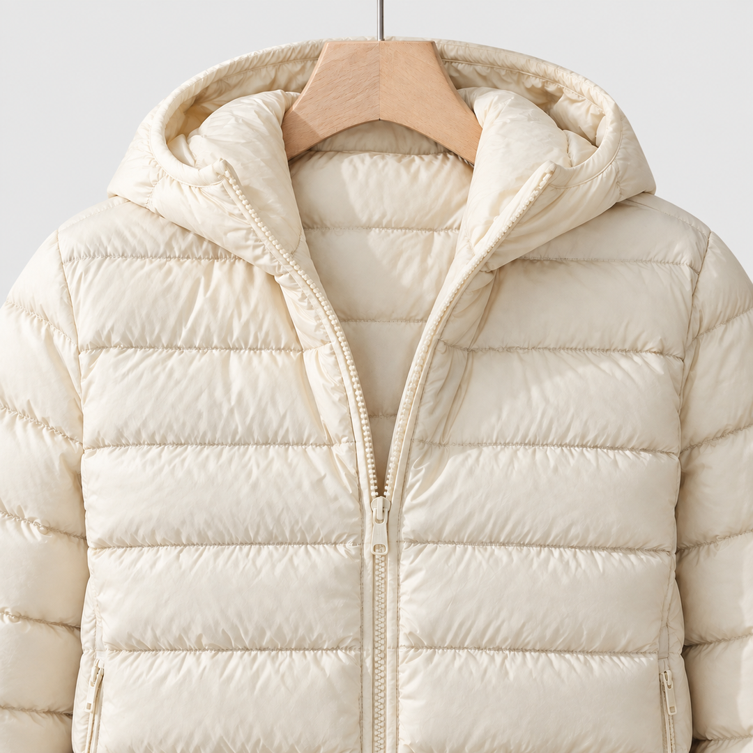 Quilted Hooded Puffer Jacket with Full Zip and Zipped Pockets