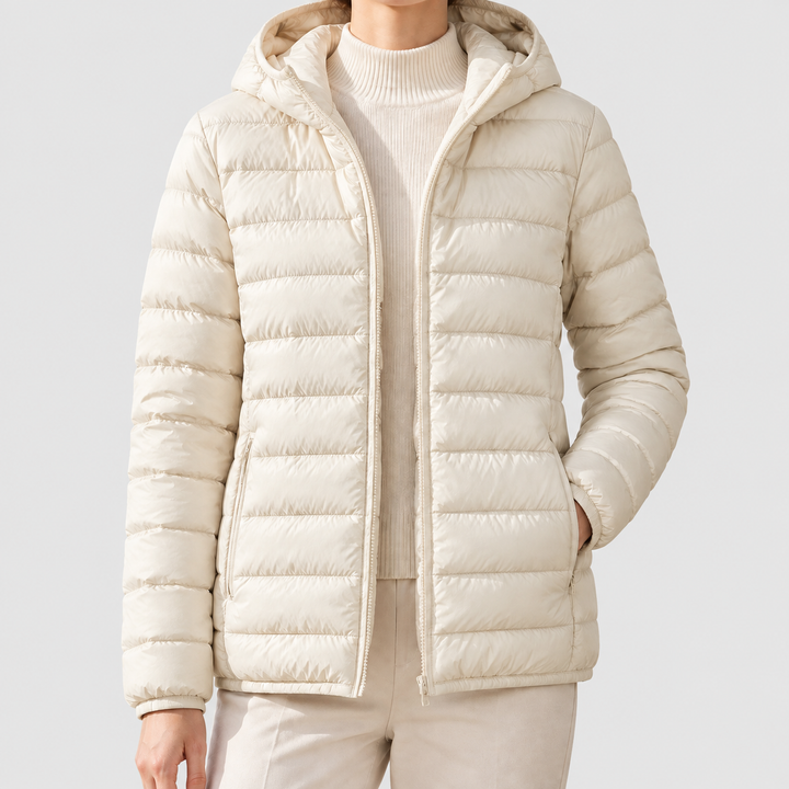 Quilted Hooded Puffer Jacket with Full Zip and Zipped Pockets - Marl &amp; Mere