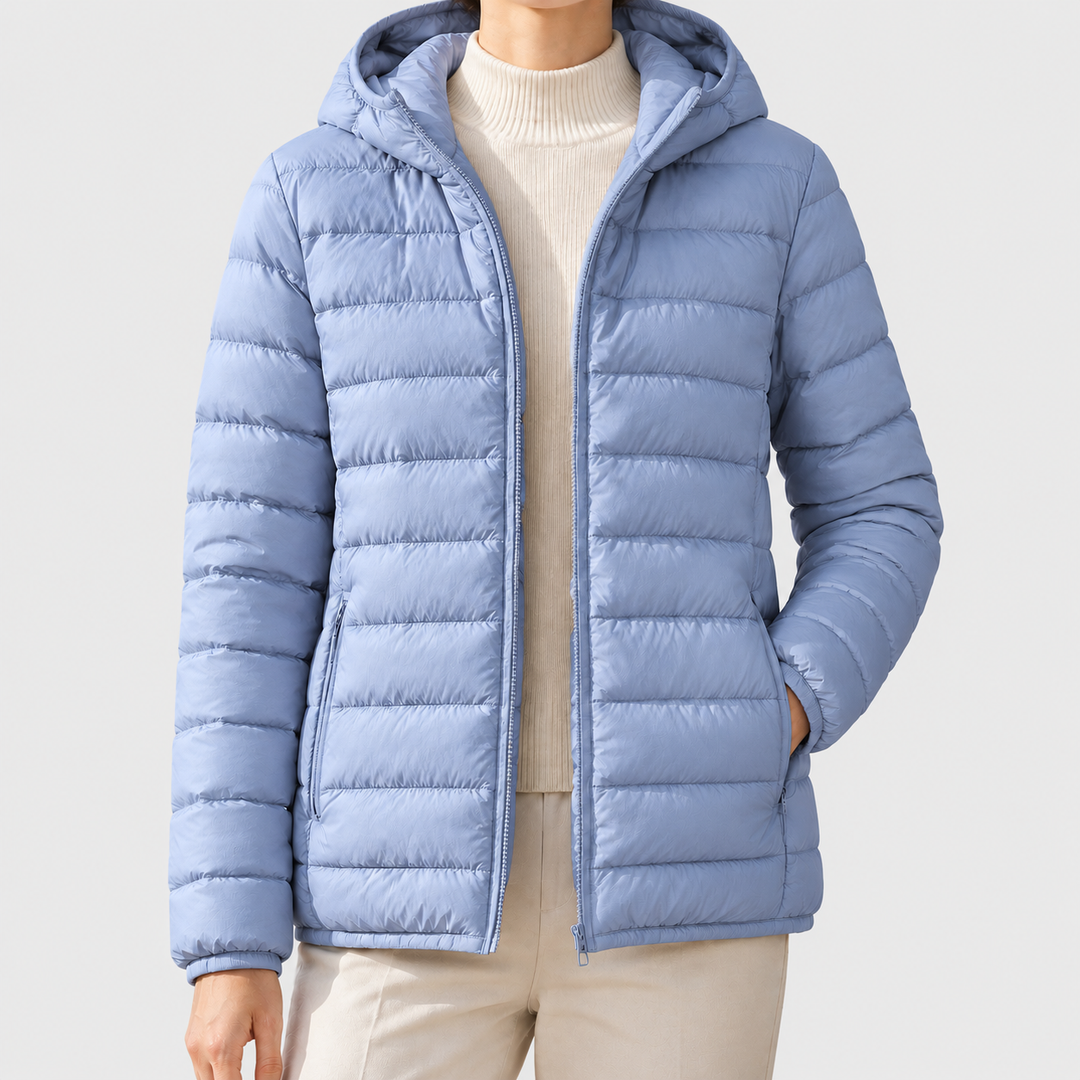 Quilted Hooded Puffer Jacket with Full Zip and Zipped Pockets - Marl &amp; Mere