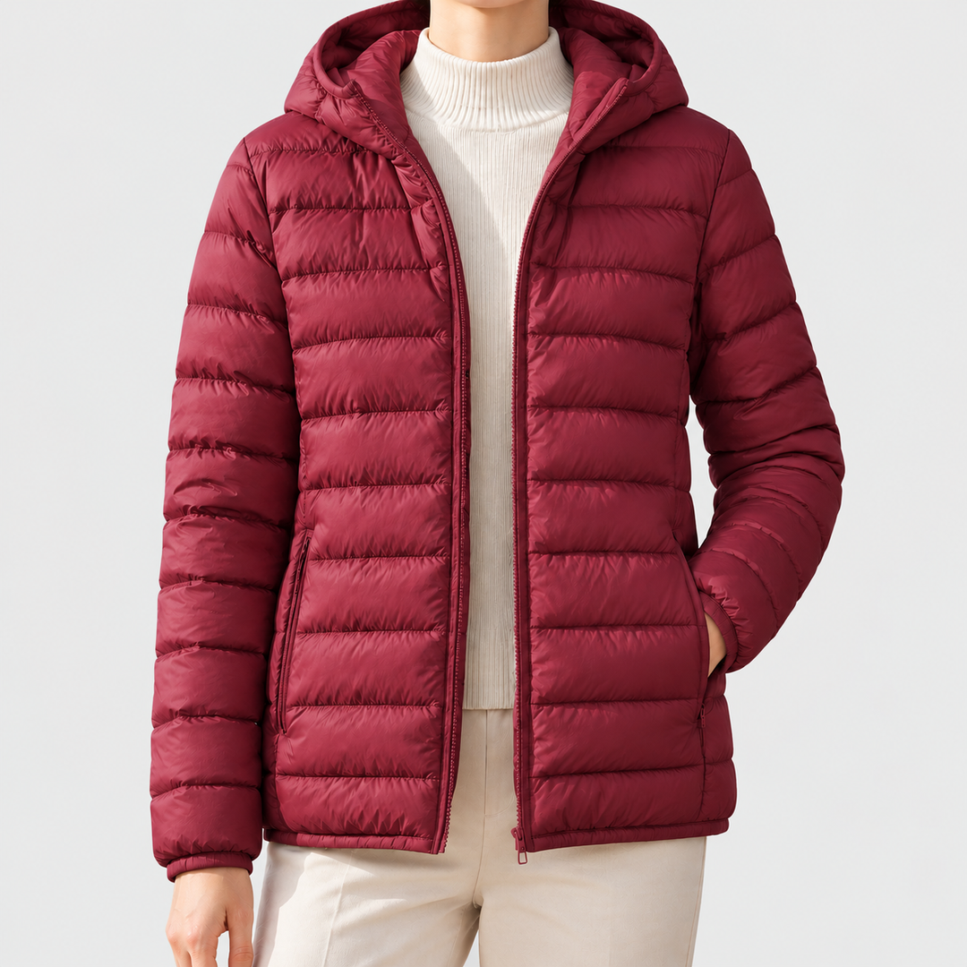 Quilted Hooded Puffer Jacket with Full Zip and Zipped Pockets - Marl &amp; Mere